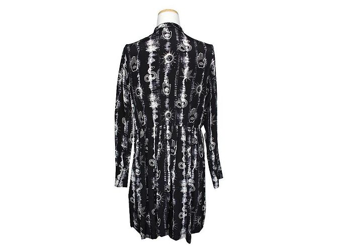 Sandro Vestido Camisa de Seda con Estampado Místico Blanco - vista 2