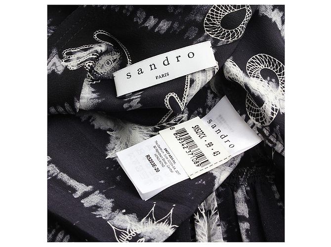 Sandro Vestido Camisa de Seda con Estampado Místico Blanco - vista 3