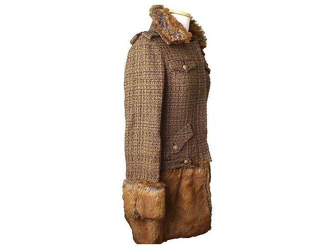 Chanel Eco-Pelz Tweed Mantel Mehrfarben - Ansicht 2