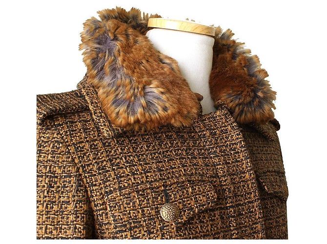 Chanel Eco-Pelz Tweed Mantel Mehrfarben - Ansicht 5