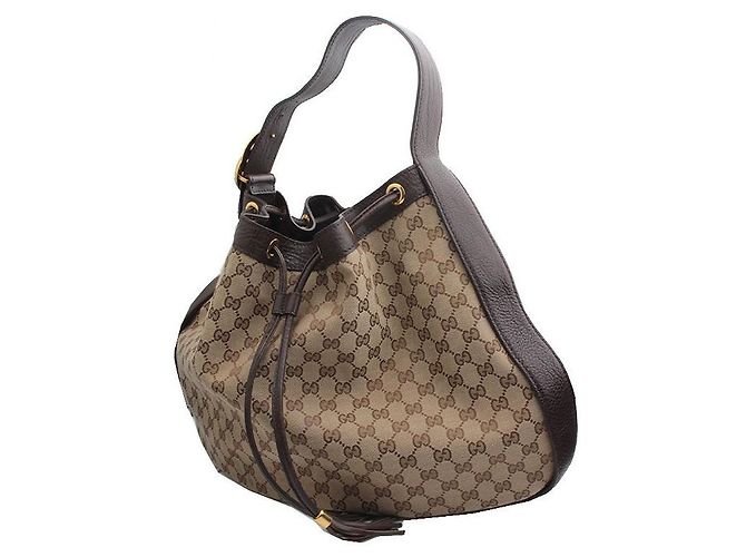 Gucci Grande borsa hobo in jacquard con logo GG Marrone - vista 2
