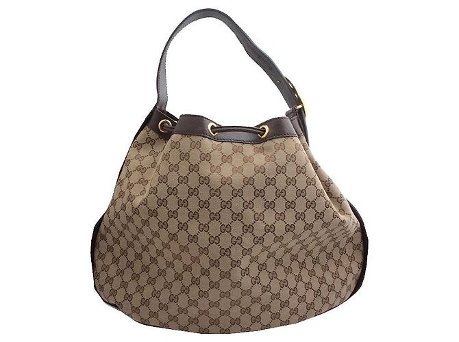Gucci Grande borsa hobo in jacquard con logo GG Marrone - vista 3