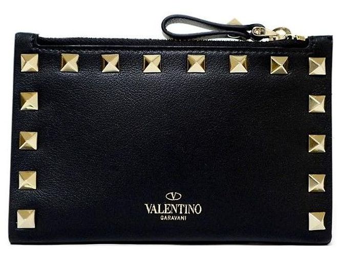 VALENTINO ROCKSTUD Leder Klappkartenmünzgeldbörse Schwarz - Ansicht 3