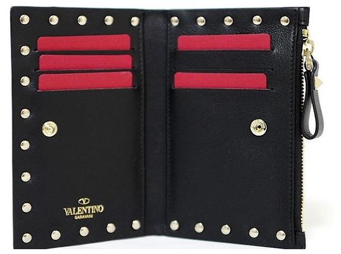 VALENTINO ROCKSTUD Leder Klappkartenmünzgeldbörse Schwarz - Ansicht 5
