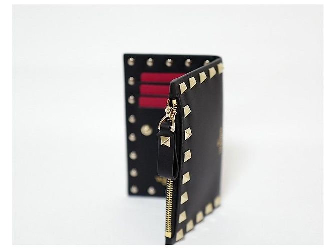 VALENTINO ROCKSTUD Leder Klappkartenmünzgeldbörse Schwarz - Ansicht 6