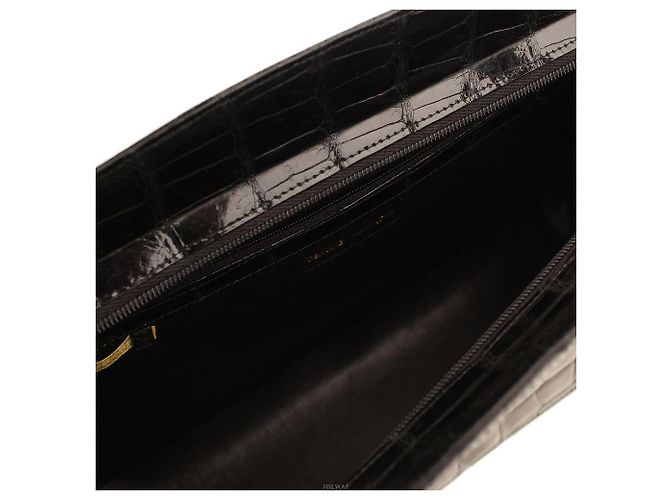 Bally Borsa a Spalla Wani in Alligatore Nero Lucido - vista 5