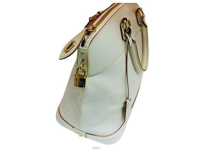 Louis Vuitton Borsa tote in pelle Suhali Lockit Bianco - vista 3
