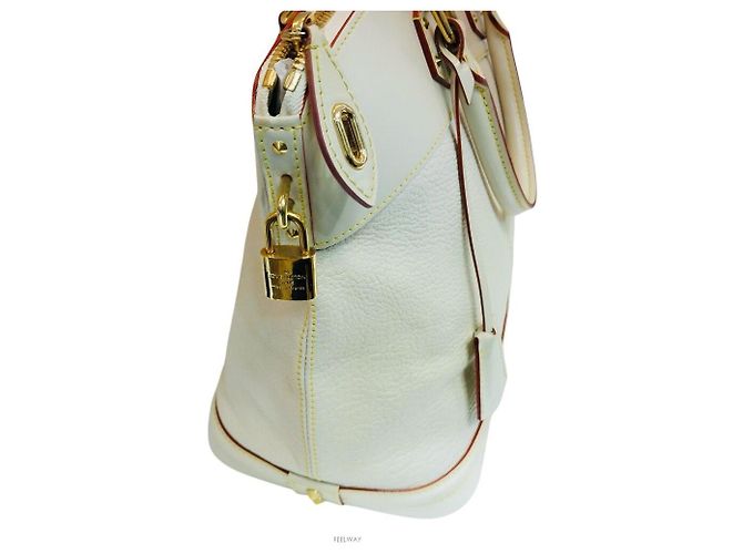 Louis Vuitton Borsa tote in pelle Suhali Lockit Bianco - vista 4
