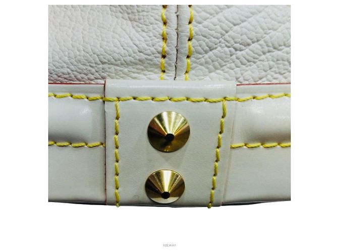 Louis Vuitton Borsa tote in pelle Suhali Lockit Bianco - vista 8