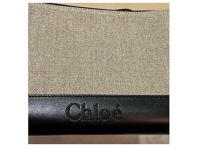 Chloé Bolso clutch de lino y cuero SENSE con logo - Negro - Ansicht 17