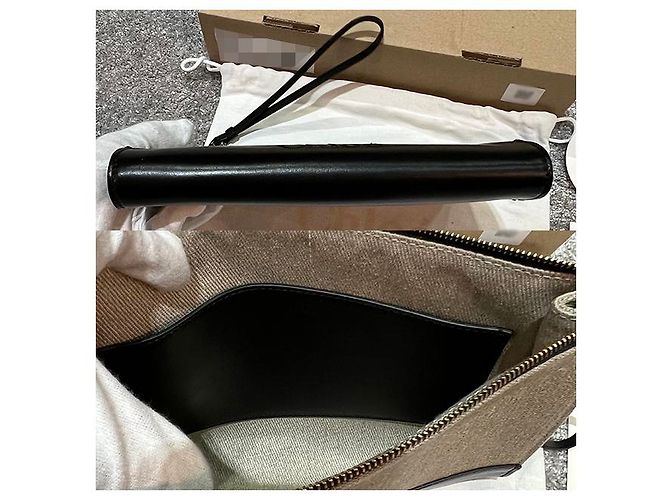 Chloé Bolso clutch de lino y cuero SENSE con logo - Negro - Ansicht 18