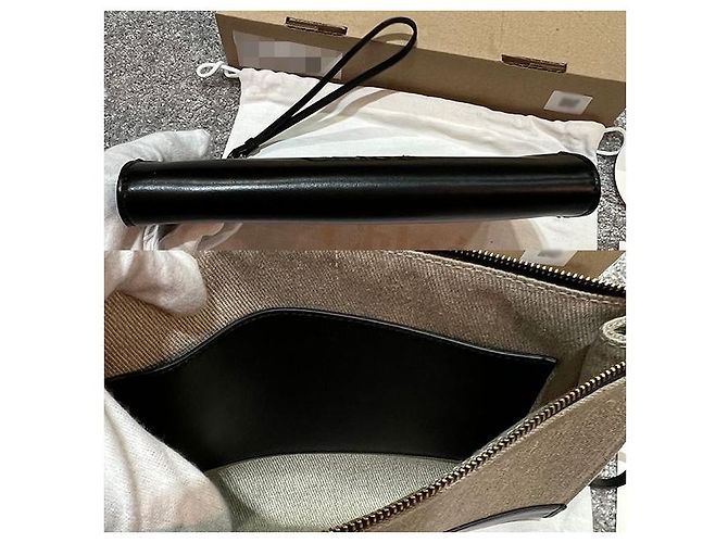 Chloé Bolso clutch de lino y cuero SENSE con logo - Negro - Ansicht 6