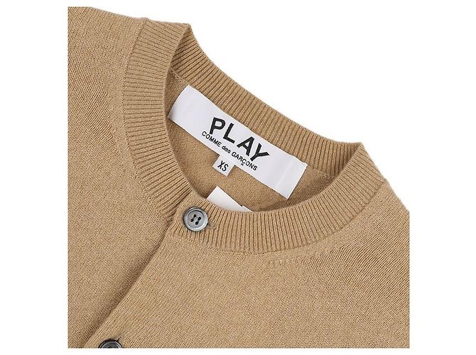 Comme Des Garcons Rundhals-Cardigan mit schwarzen Strassherzen Braun - Ansicht 5