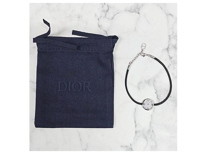 Dior Bracciale Cannage Nero Argento con Incisione del Logo - vista 12