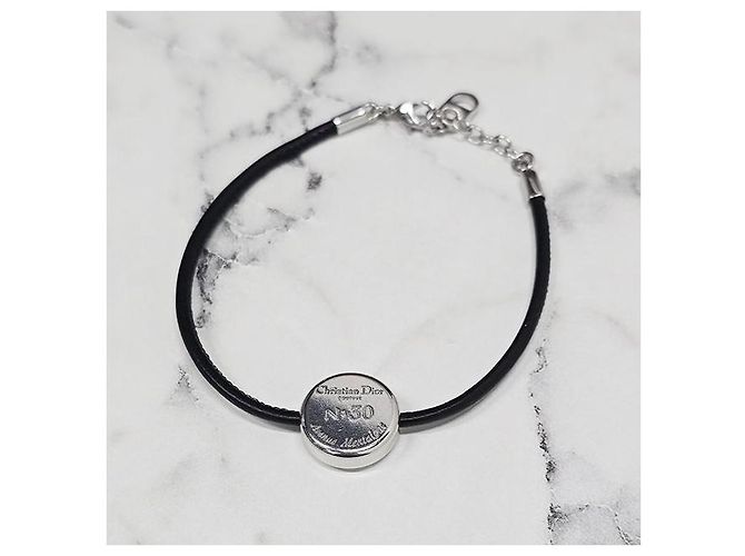 Dior Bracciale Cannage Nero Argento con Incisione del Logo - vista 4