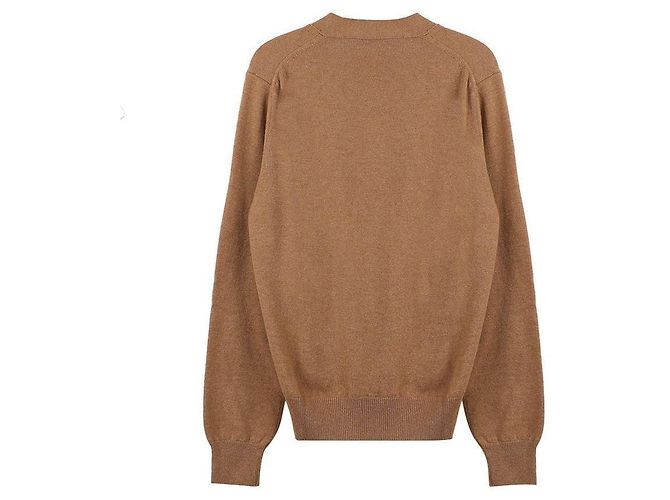 Comme Des Garcons Cardigan Marrone con Patch a Cuore Doppio Rosso - vista 4