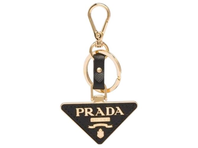 Prada Portachiavi Triangolo Logo Saffiano Nero - vista 2