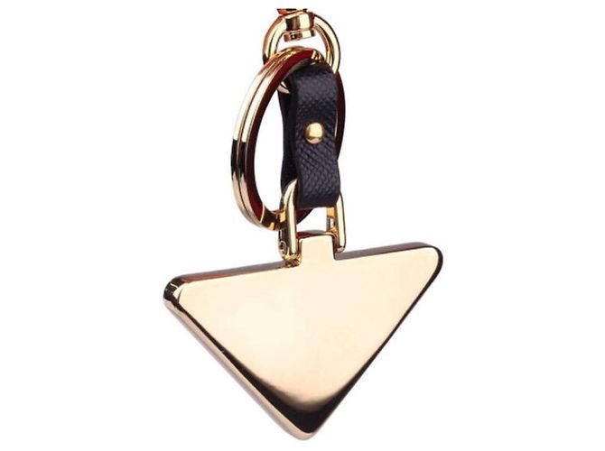 Prada Portachiavi Triangolo Logo Saffiano Nero - vista 5
