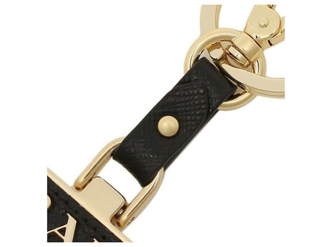 Prada Portachiavi Triangolo Logo Saffiano Nero - vista 6