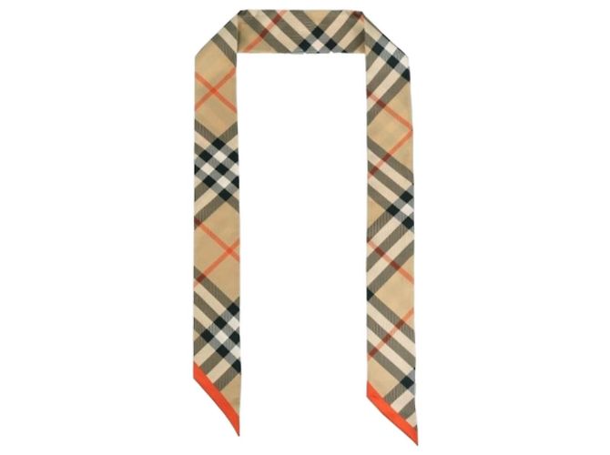 Burberry Foulard Twilly in seta a quadri Archive Beige Marrone - vista 3