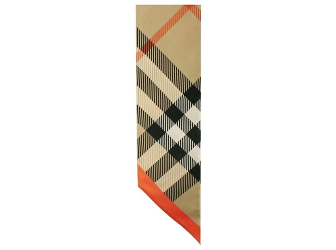 Burberry Foulard Twilly in seta a quadri Archive Beige Marrone - vista 7