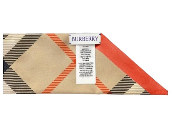 Burberry Foulard Twilly in seta a quadri Archive Beige Marrone - vista 8