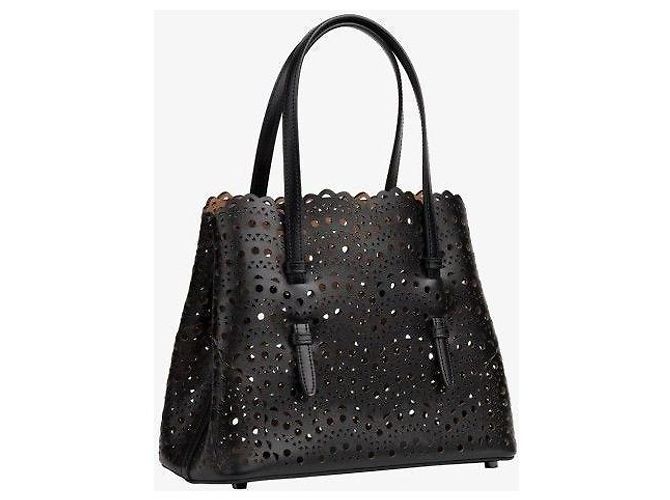 Alaïa Borsa Tote Mina Wave Lux Nera Nero - vista 3