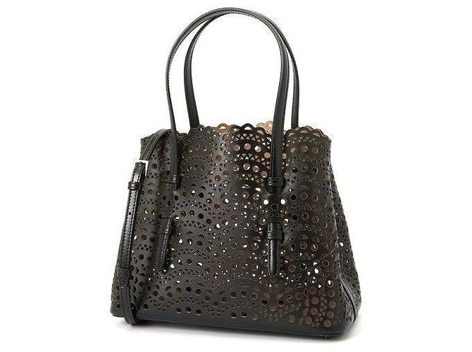 Alaïa Borsa Tote Mina Wave Lux Nera Nero - vista 4