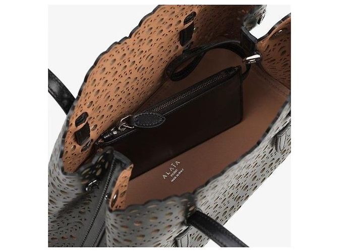 Alaïa Borsa Tote Mina Wave Lux Nera Nero - vista 6
