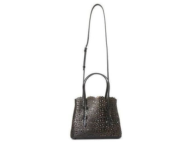 Alaïa Borsa Tote Mina Wave Lux Nera Nero - vista 7