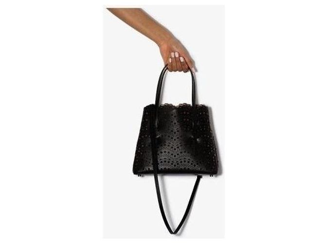 Alaïa Borsa Tote Mina Wave Lux Nera Nero - vista 8
