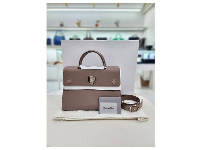 Borsa a tracolla piccola a pois Diorama con manico superiore Marrone - vista 2
