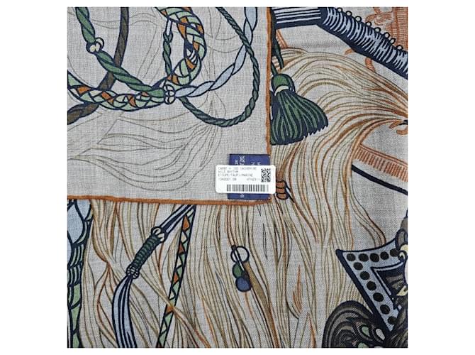 Hermès Sciarpa da uomo in cashmere e seta Wild Rhythm Marrone - vista 11