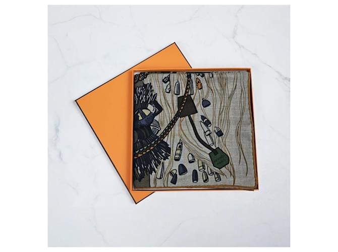 Hermès Sciarpa da uomo in cashmere e seta Wild Rhythm Marrone - vista 12