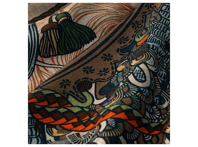 Hermès Sciarpa da uomo in cashmere e seta Wild Rhythm Marrone - vista 3