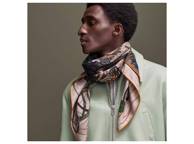 Hermès Sciarpa da uomo in cashmere e seta Wild Rhythm Marrone - vista 4