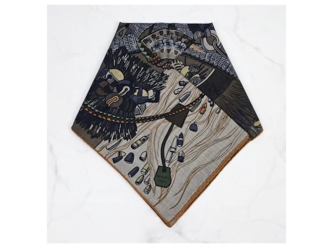 Hermès Sciarpa da uomo in cashmere e seta Wild Rhythm Marrone - vista 5