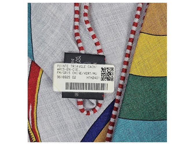 Hermès Sciarpa gigante in cashmere e seta a forma di triangolo Marrone - vista 11