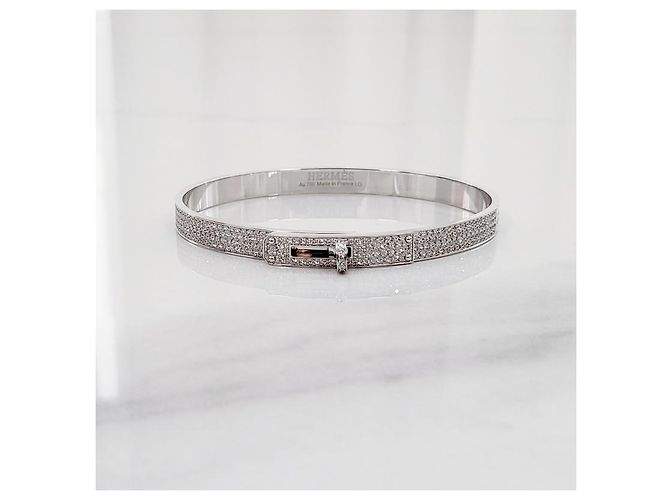 Hermès Bracciale Kelly Modello Piccolo Pieno Diamante Oro Bianco Donna Argento - vista 3