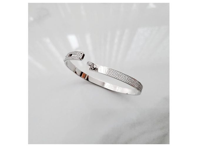 Hermès Bracciale Kelly Modello Piccolo Pieno Diamante Oro Bianco Donna Argento - vista 6
