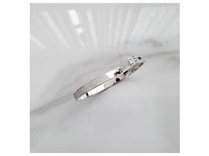 Hermès Bracciale Kelly Modello Piccolo Pieno Diamante Oro Bianco Donna Argento - vista 8