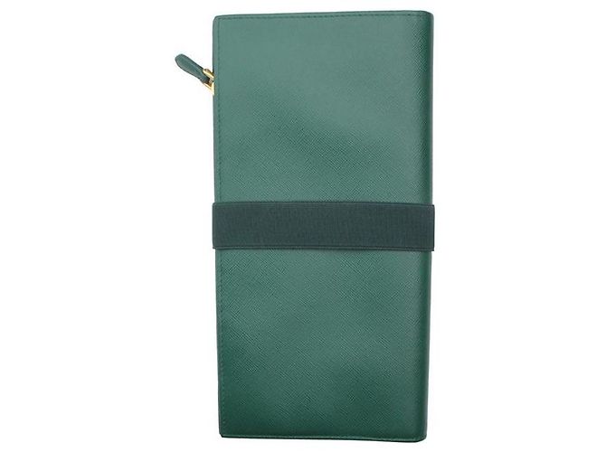 Prada Green Saffiano Organizer Wallet - view 2