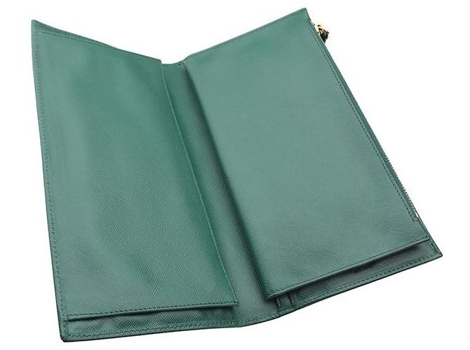 Prada Green Saffiano Organizer Wallet - view 3
