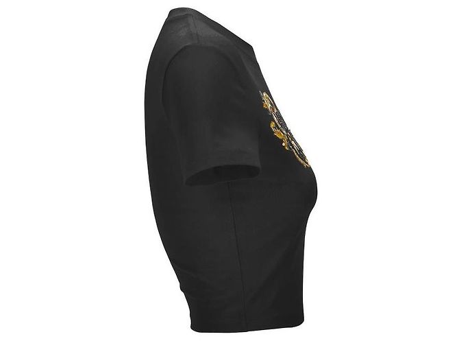 Versace Barock T-Shirt mit Kristallumriss Schwarz - Ansicht 6