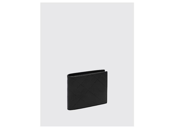 Burberry Embossed Check Bi-Fold Wallet Black - view 4