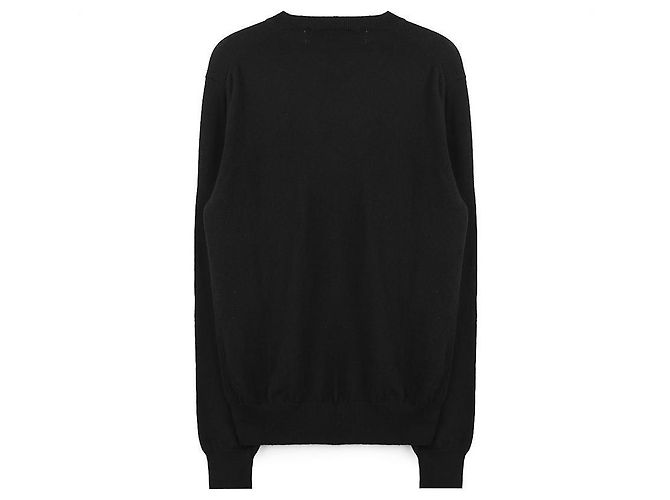 Comme Des Garcons Suéter negro con cuello en V y strass en forma de corazón rojo - vista 4