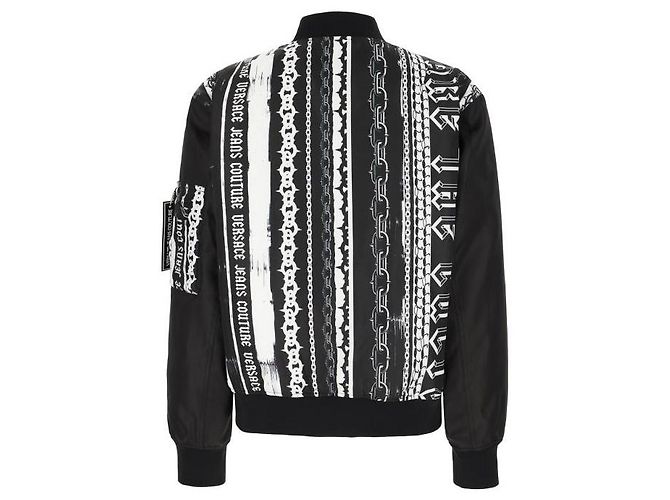 Versace Giacca Bomber a Righe Nero - vista 5