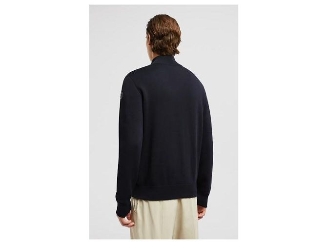 Moncler Cardigã de algodão crêpe acolchoado com zíper Azul - vista 6