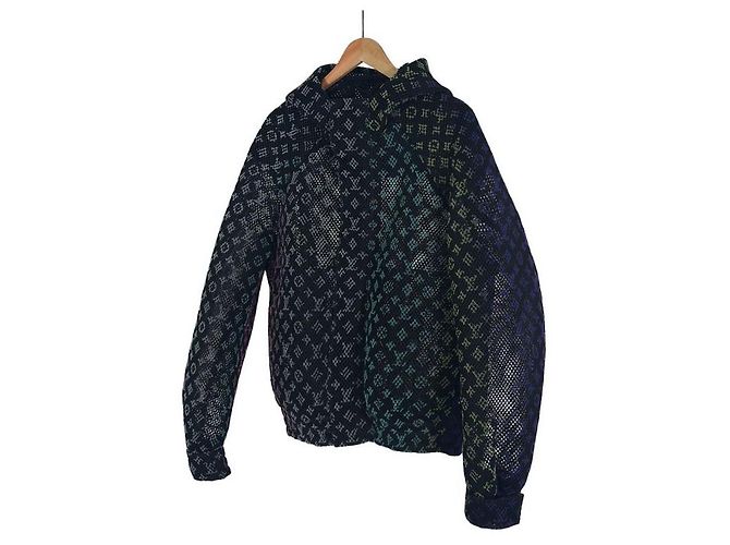 Louis Vuitton Giacca blouson con cappuccio in rete con monogramma sfumato per uomo Nero - vista 2