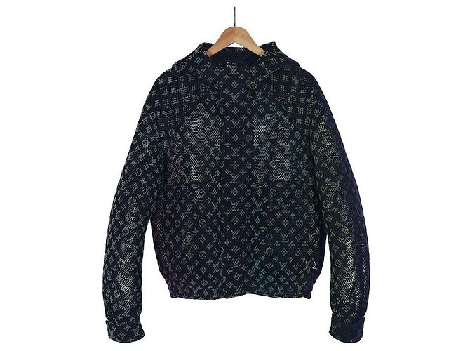 Louis Vuitton Giacca blouson con cappuccio in rete con monogramma sfumato per uomo Nero - vista 3